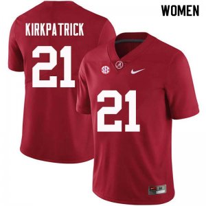 NCAA Women's Alabama Crimson Tide #21 Dre Kirkpatrick Stitched College Nike Authentic Crimson Football Jersey PG17J46MX